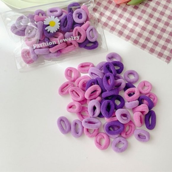 Girls Hair Ties/Hair Elastics- 2 Packs- Purple /Pastel 80 Pieces - Picture 2 of 5